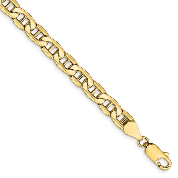 5.5mm 14k Yellow Gold Hollow Anchor Link Chain Bracelet 8 Inch